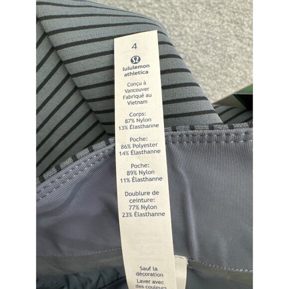 NWT Lululemon Shape Shorts 3” Sterling Grey and Black Stripe Shorts _ Size 4 - Picture 8 of 10
